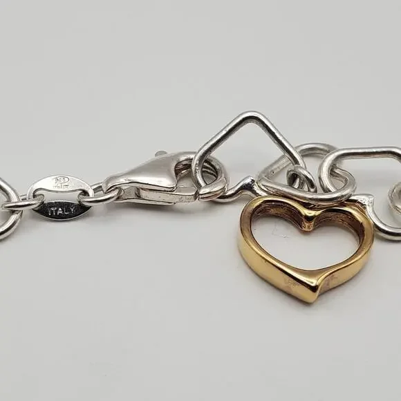 Milor Italy 925 Sterling Silver Open Heart Links 18” Necklace 20.5 Grams - Picture 5 of 8